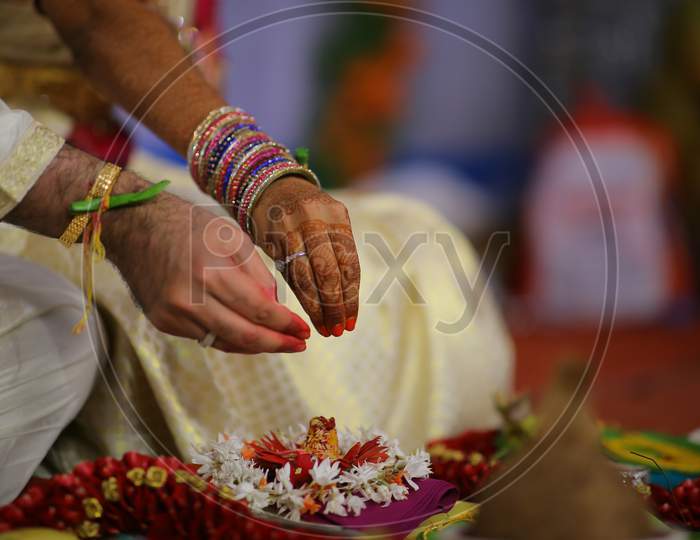 Indian Bridal Ceremony during puja