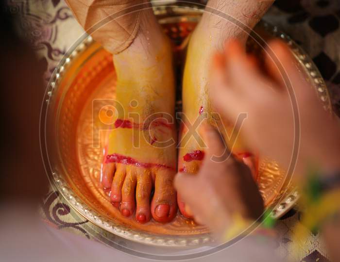 Groom and Bridal Legs and Hands Ceremonial