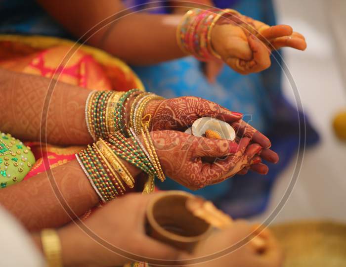 Indian bride during puja