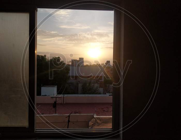 View of sunrise from the window
