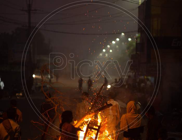 Bhogi Mantalu In Rural Villages Of Andhra Pradesh During Sankranthi Festival Celebrations