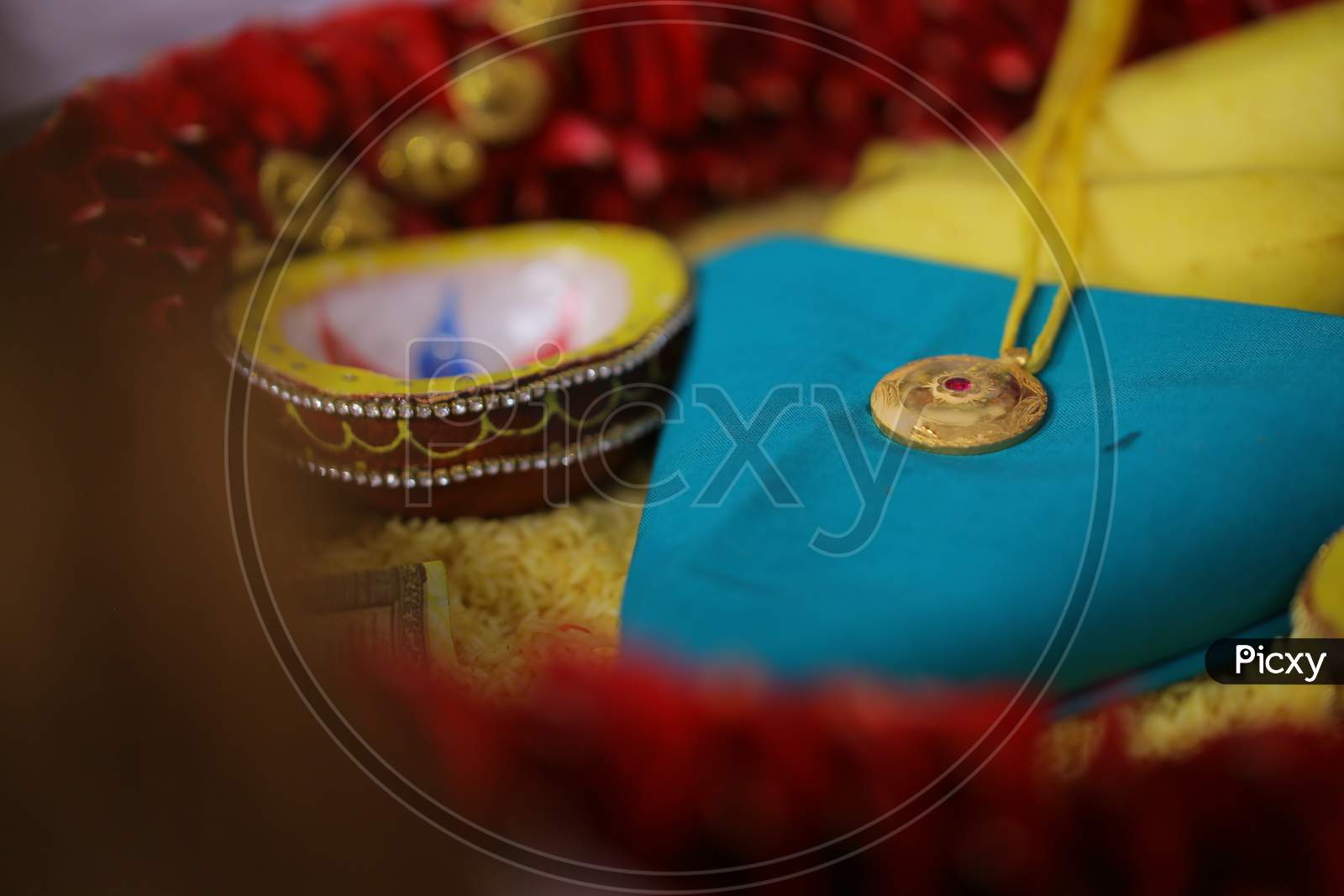 View of Mangalsutra during South Indian Wedding Puja