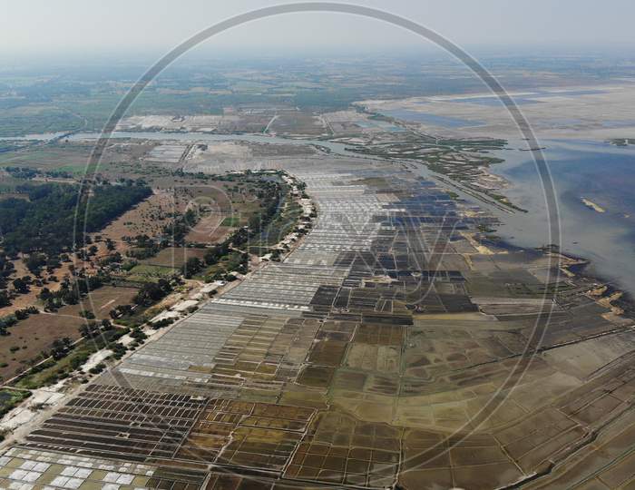 Aerial view of the farming lands