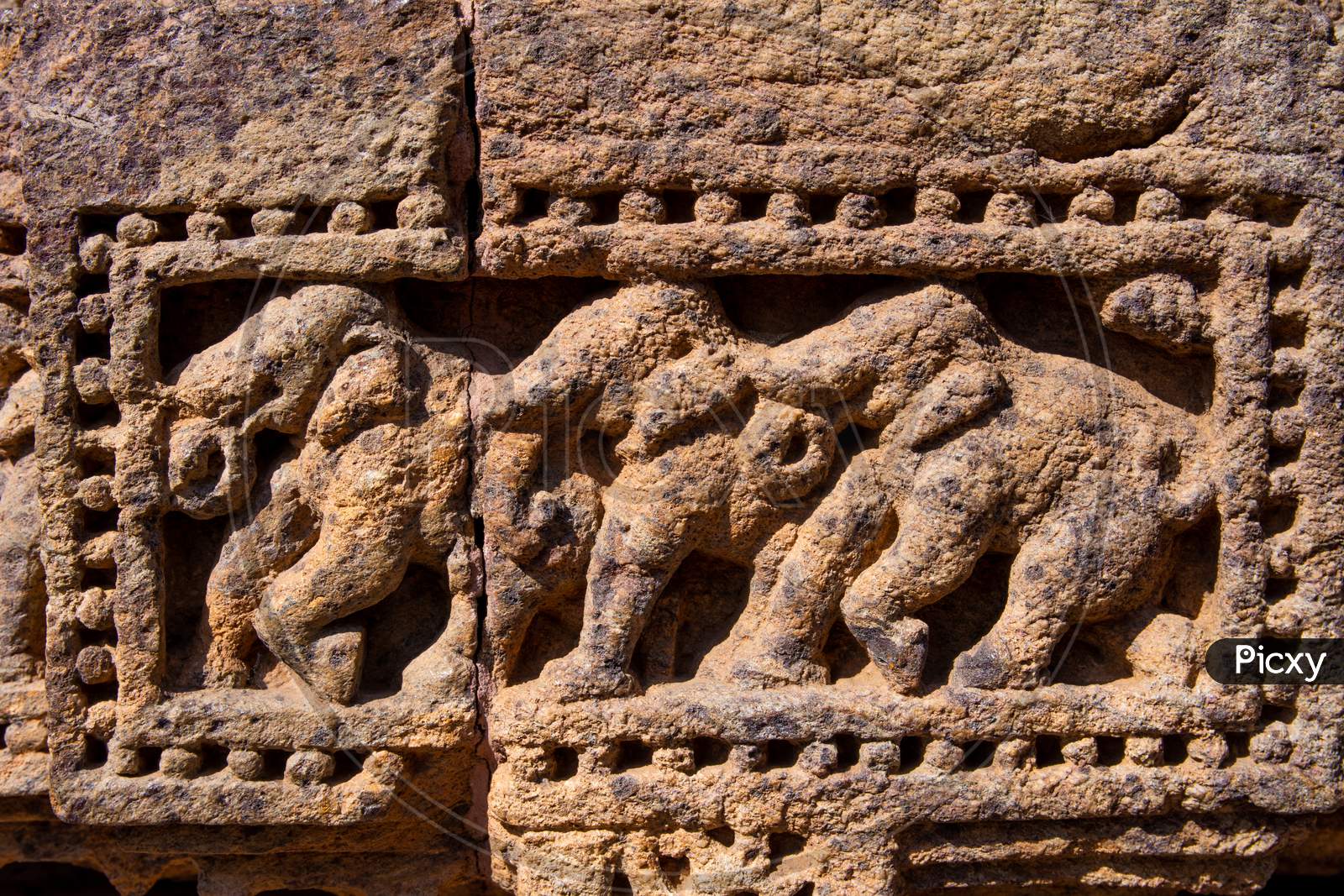 Stone Carvings At an Ancient Hindu Temple At Konark Sun temple , Odisha