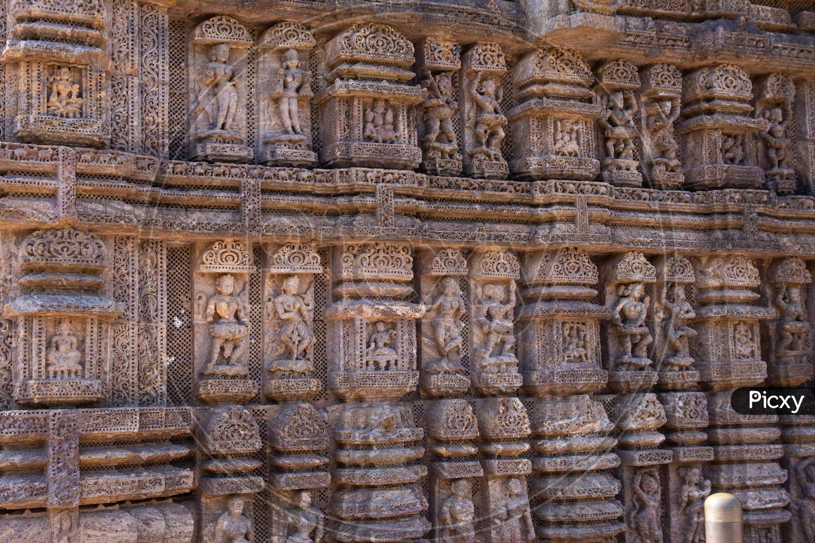 Stone Carvings On Ancient Hindu Temple  Architecture At Puri Jagannath Temple , Odisha