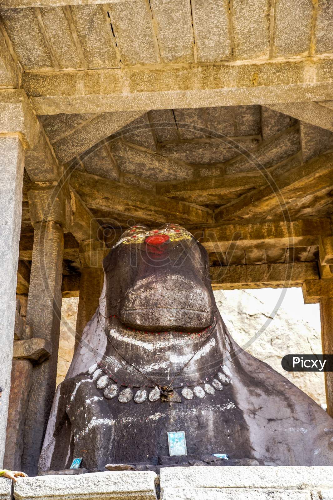 Indian Hindu Nandi Statue in a Temple
