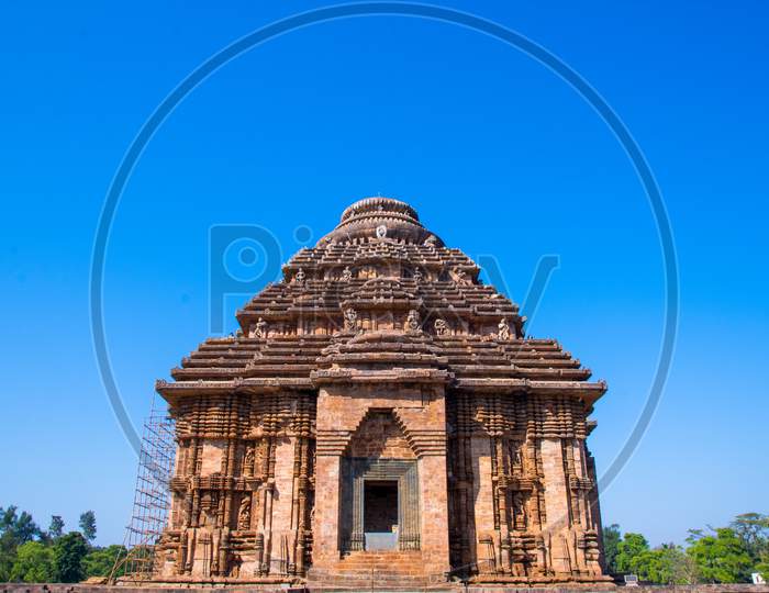 Ancient Indian architecture Konark Sun Temple in Odisha, India. World heritage site in India.