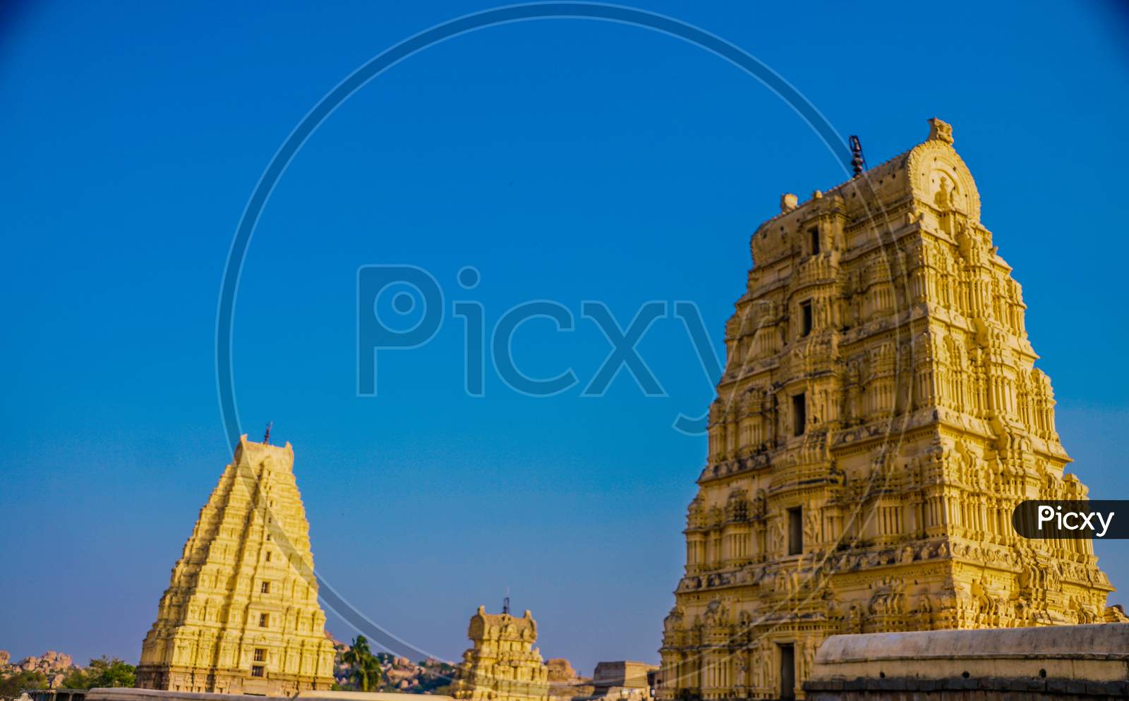 Landscape of Indian Hindu Temples with blue sky