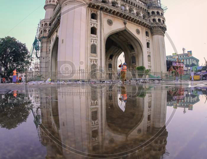 Reflection of Charminar  On Water Surface