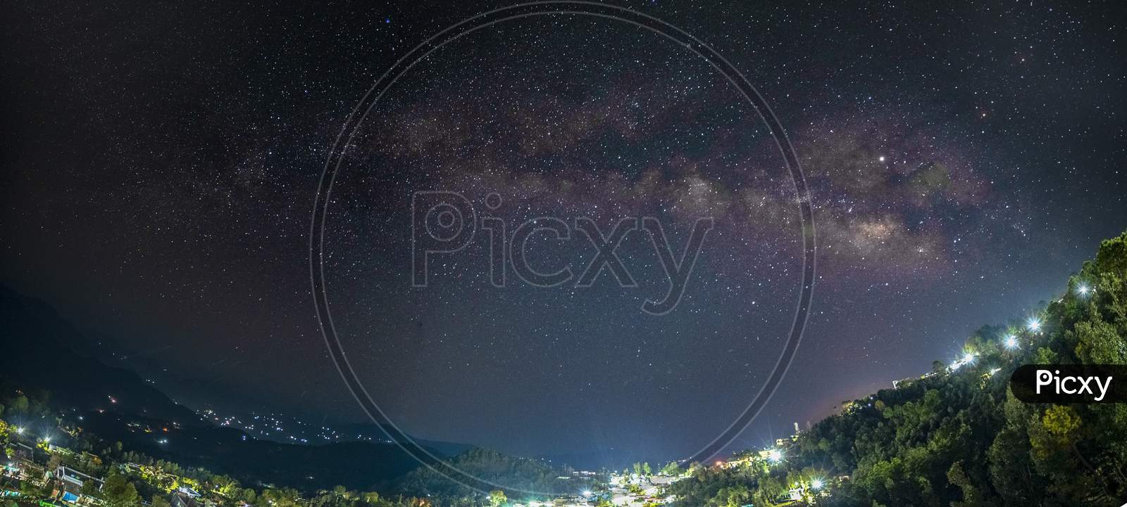 Panorama view of milky way sky