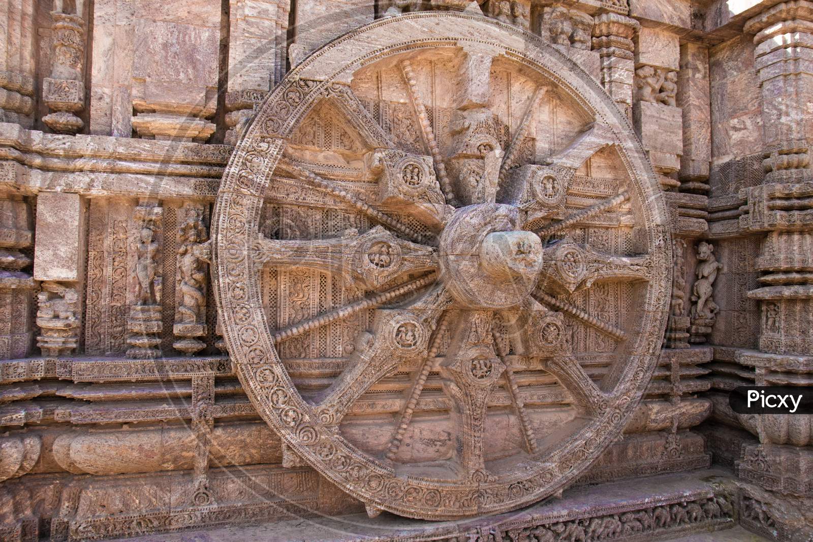 Stone Carvings On Ancient Hindu Temple  Architecture At Konark Sun Temple, Odisha