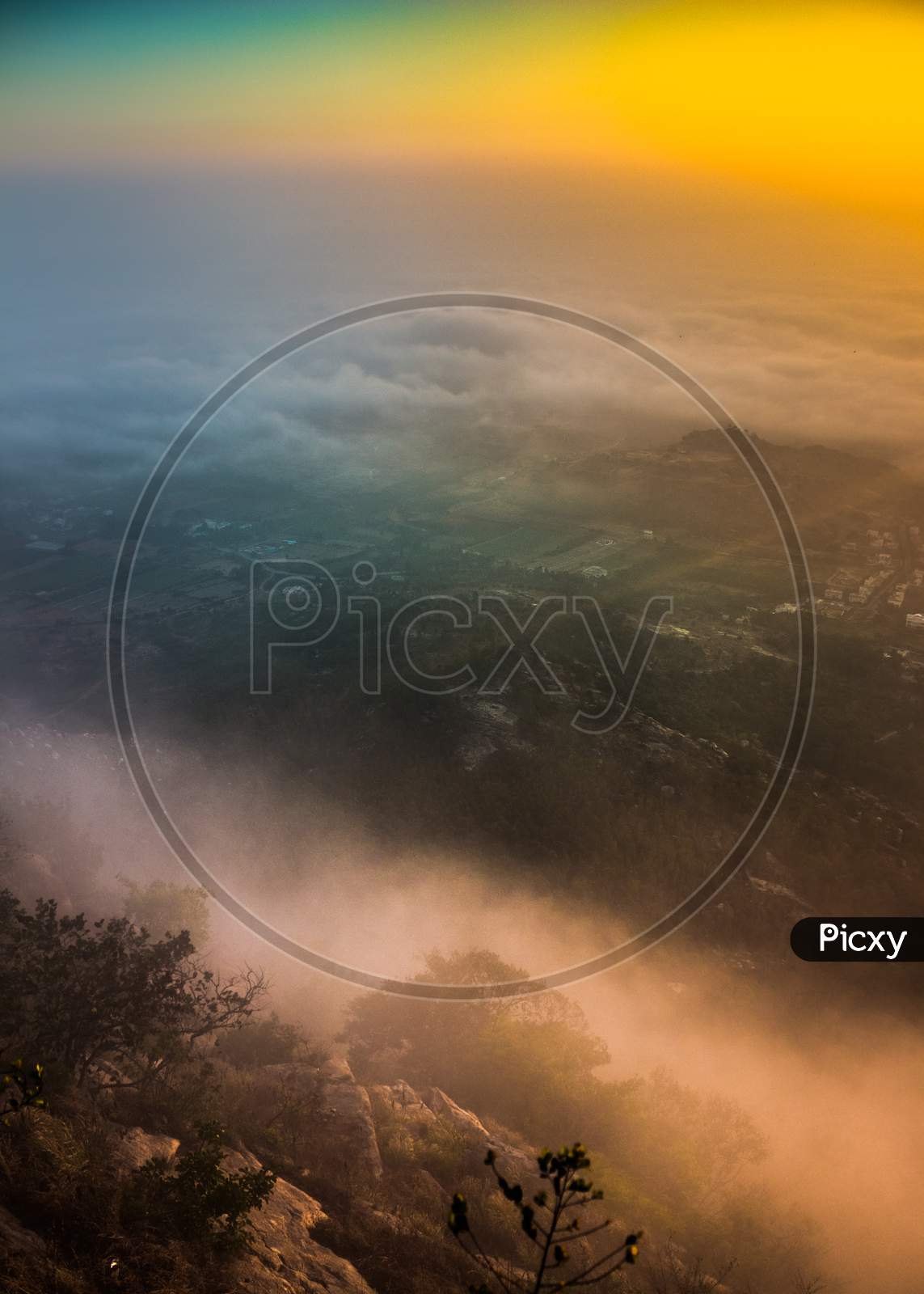Fog, Clouds And Sunrise At Nandi Hills, Bangalore