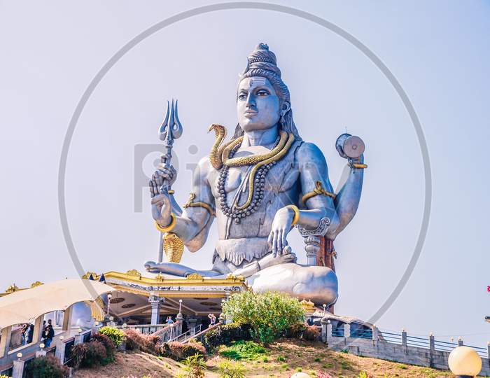 View of a giant Lord Shiva statue