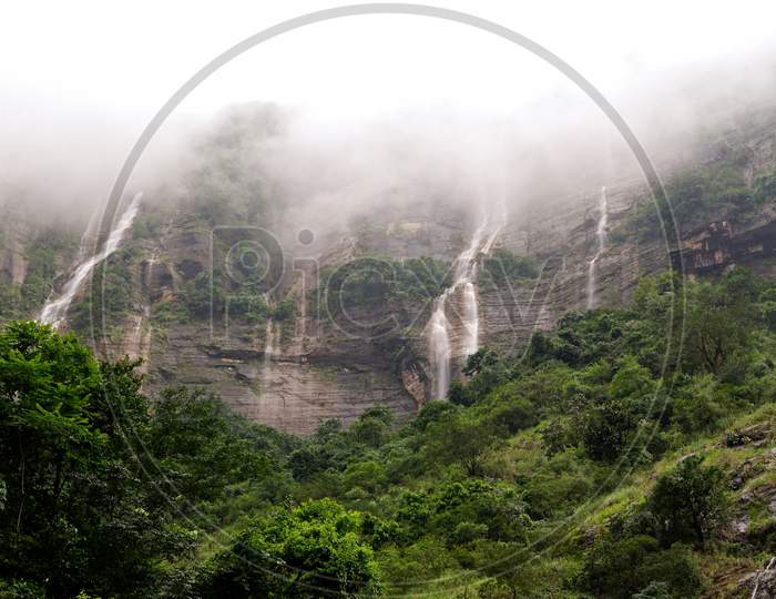 Landscape of mystic waterfalls