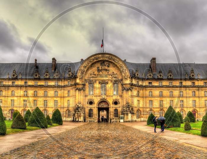 Facade Of Les Invalides In Paris, France