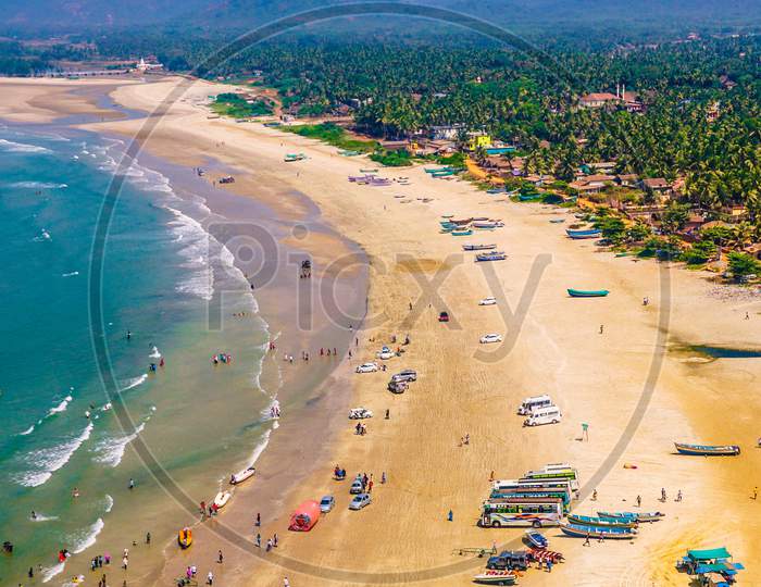 Aerial shot of Murudeshwar Beach