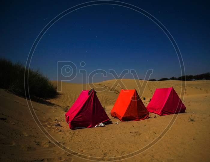 Camping tents in the desert