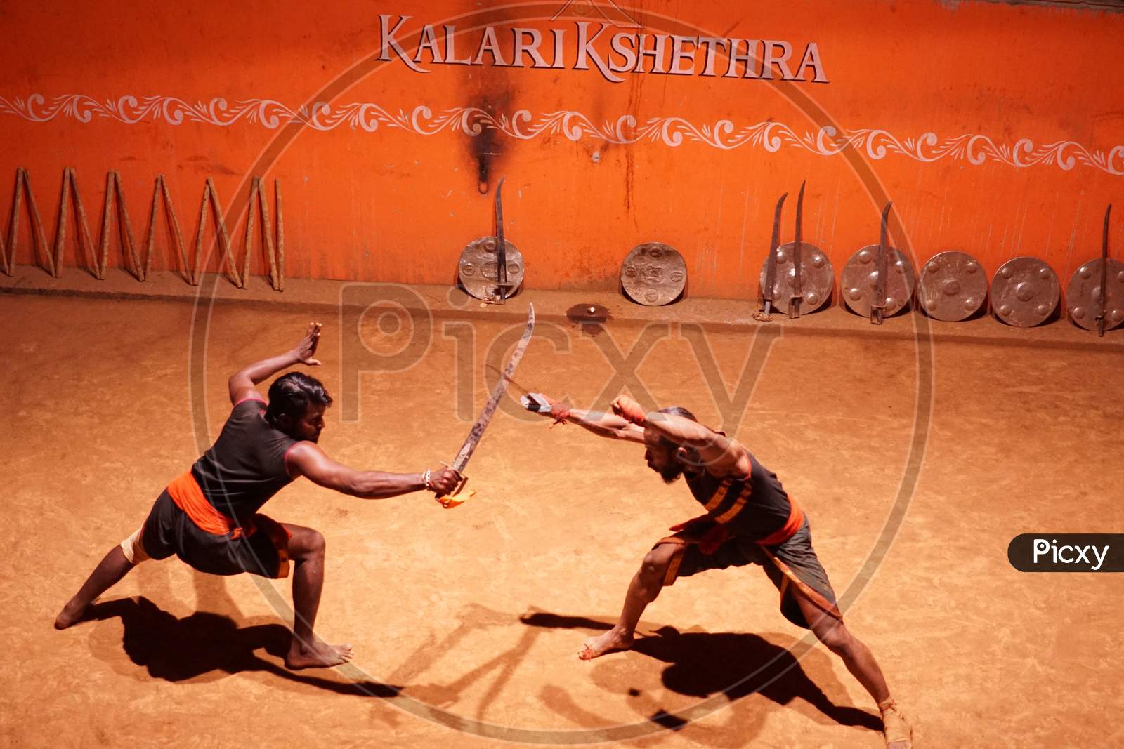 Indian men during sword fight