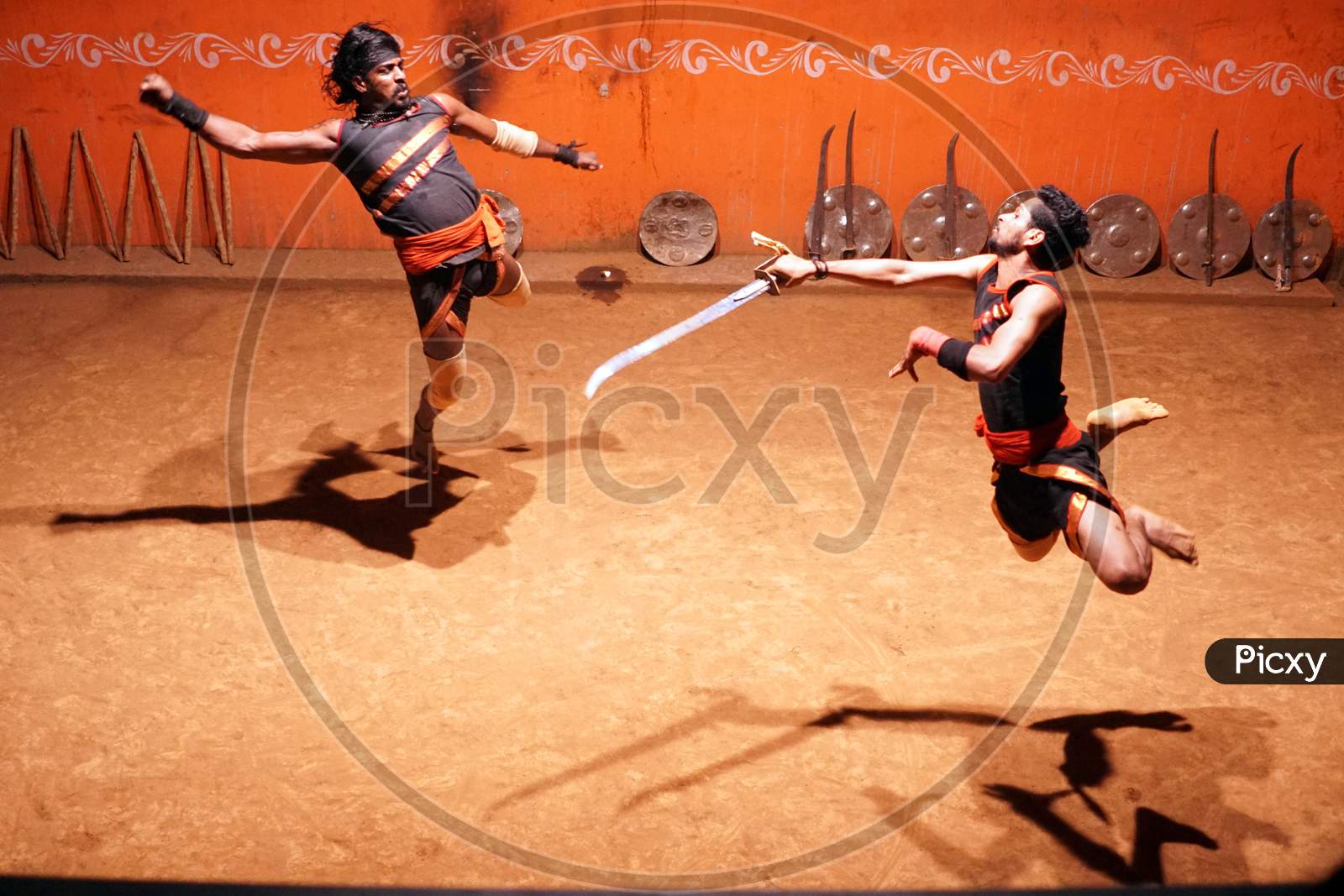 Indian men during sword fight