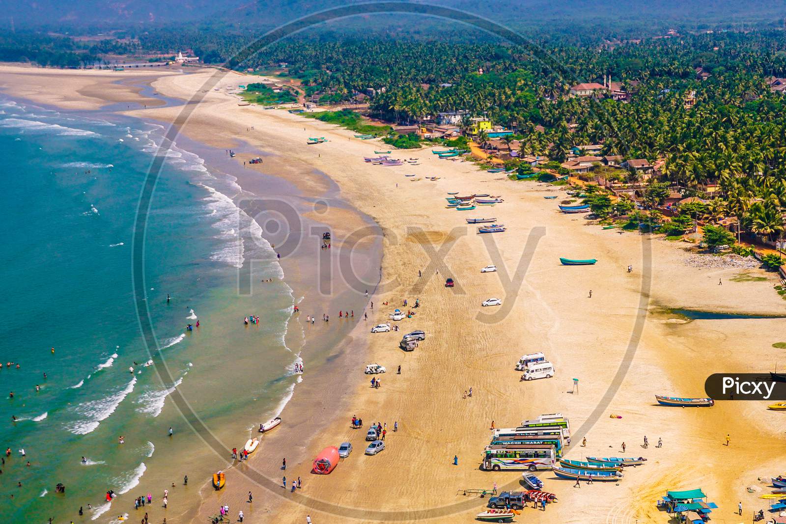 Aerial shot of Murudeshwar Beach
