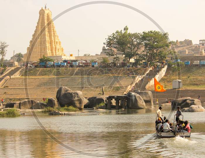 Ferry ride at Tungabadra River to Sree Virupaksha Temple