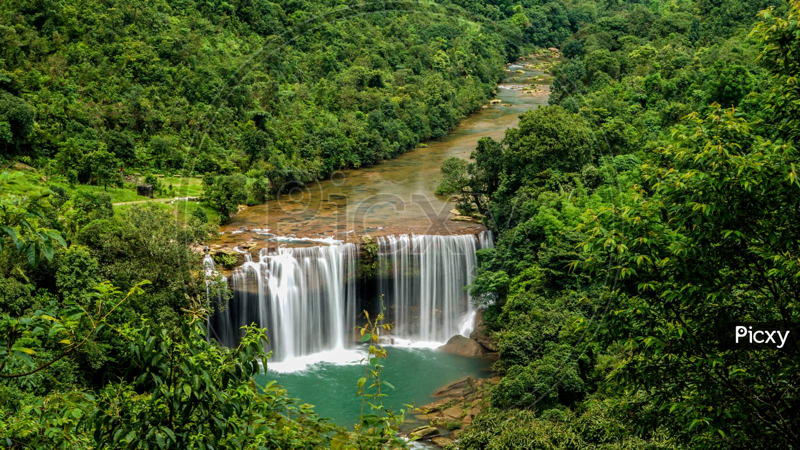 View of Waterfalls in the natural reserve forest