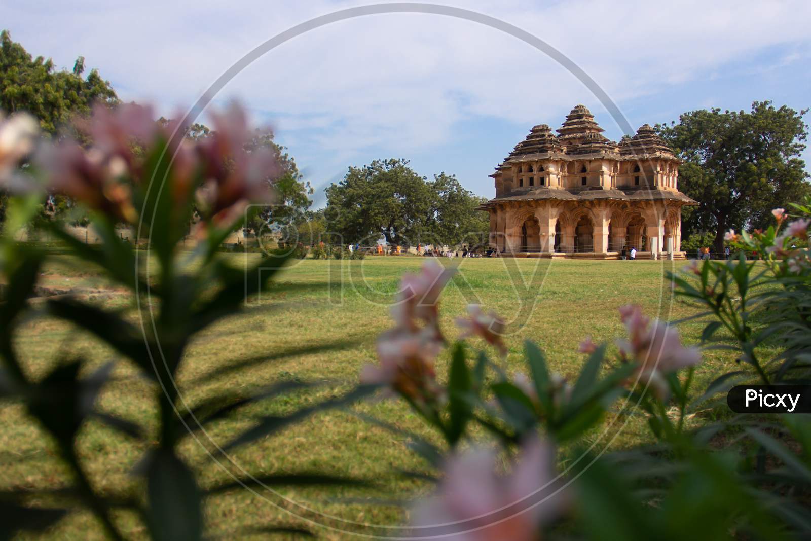 View of Lotus Mahal from the garden
