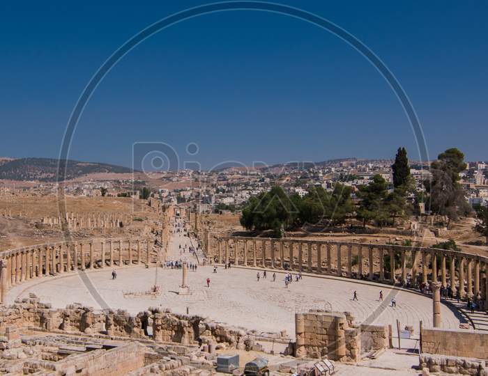 Oval Plaza and Colonnaded Street - Jerash Visitor center