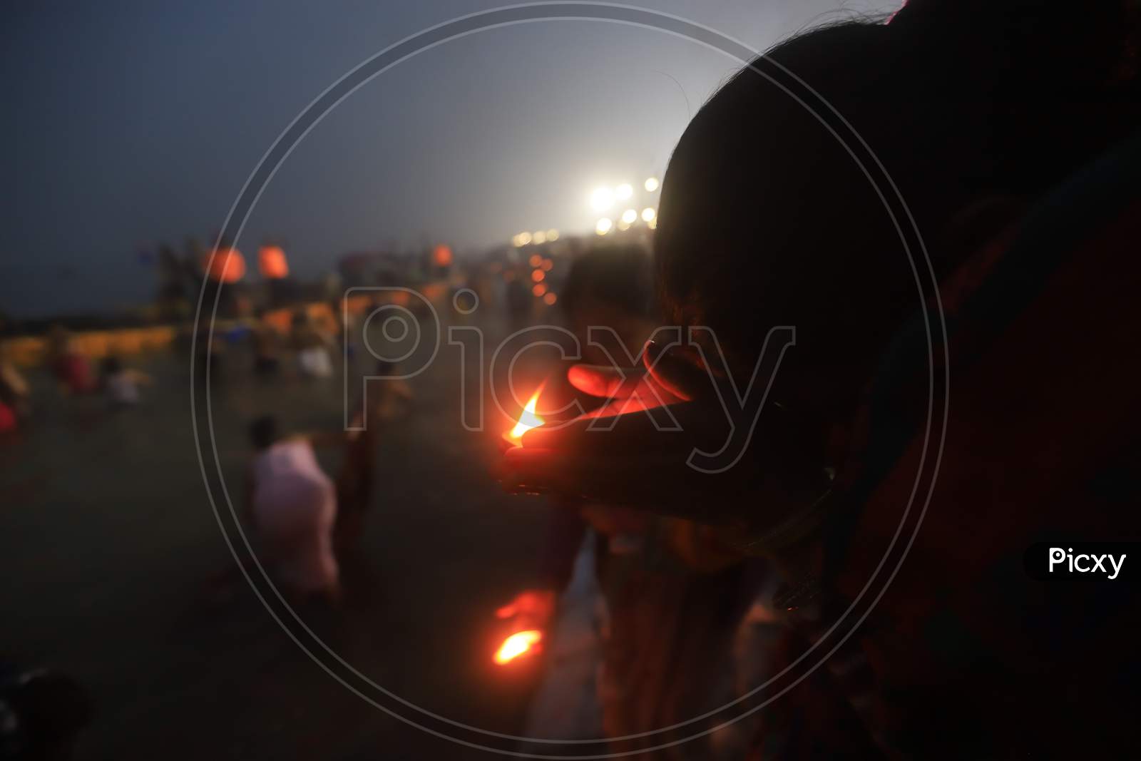 Crowd Of Hindu Devotees At Triveni Sangam River Bank  In Prayagraj  During Magh Mela 2020