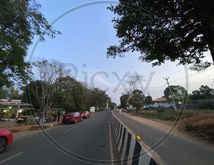A Roadway with divider in Yelagiri hilltop
