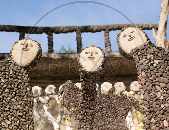 Sculptures made of stones at rock garden chandigarh