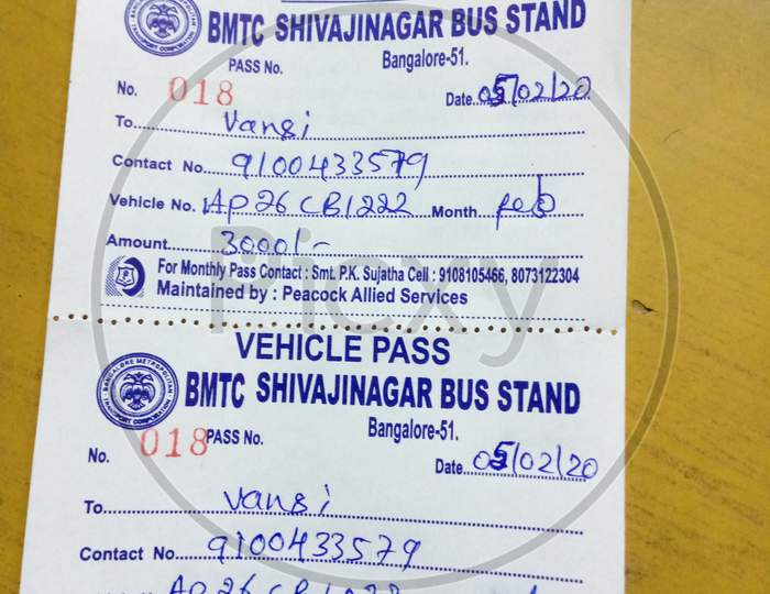 Vehicle Pass BMTC Shivajinagar Bus Stand