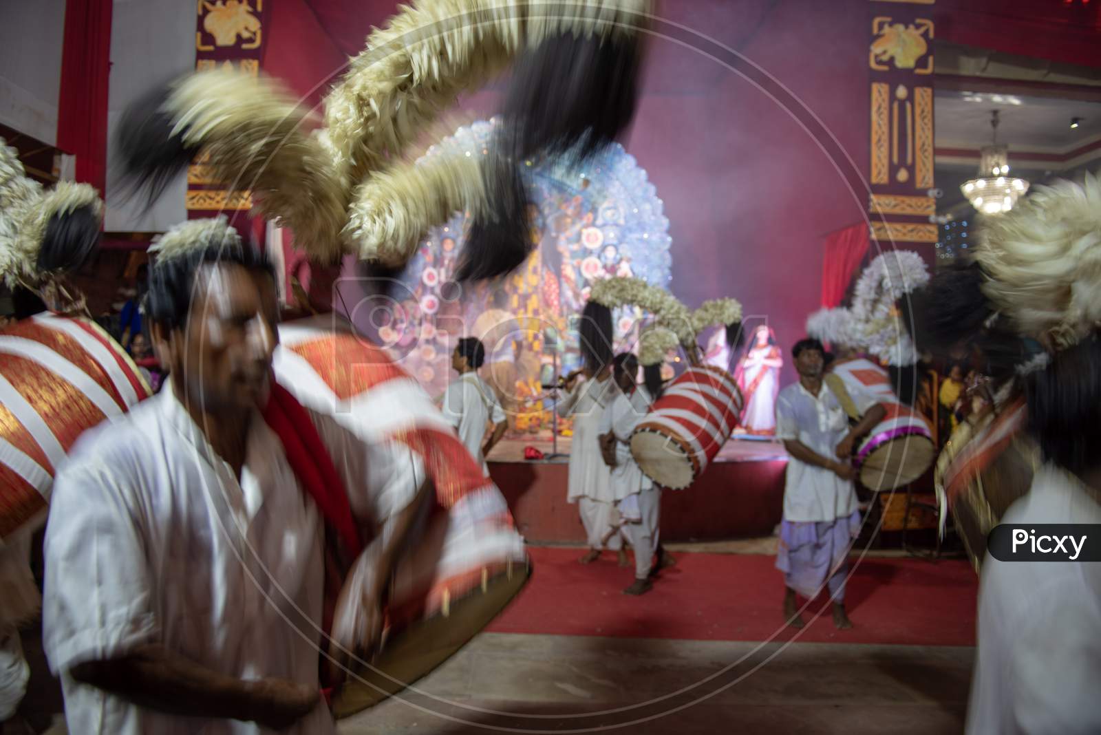 Indian Dancers during Durga Puja