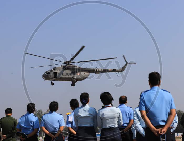 Indian Air Force Officers At an Air Base During Demonstration Of New Helicopters , Assam