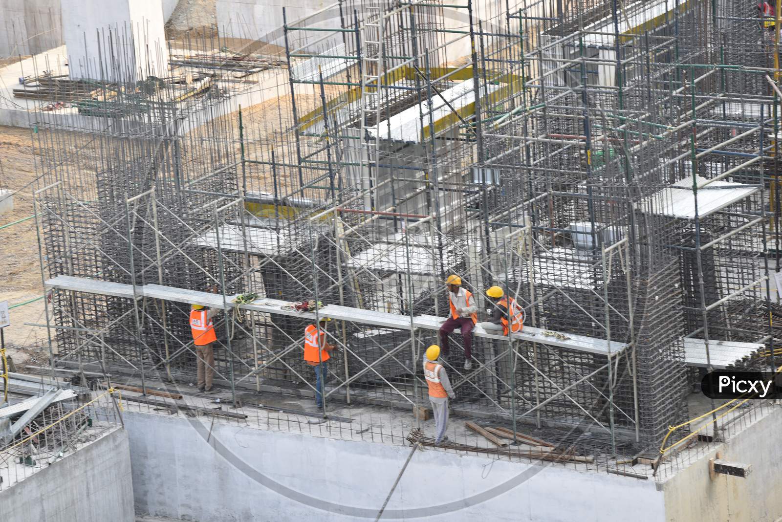 Construction workers in a site