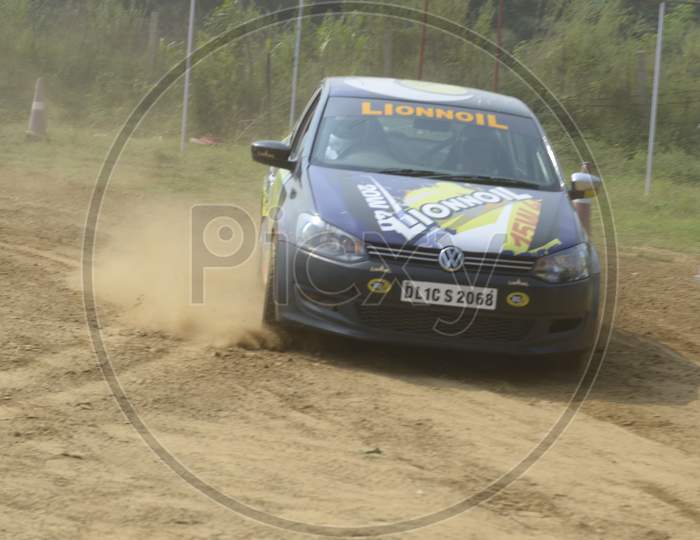 Volkswagen car during rally race