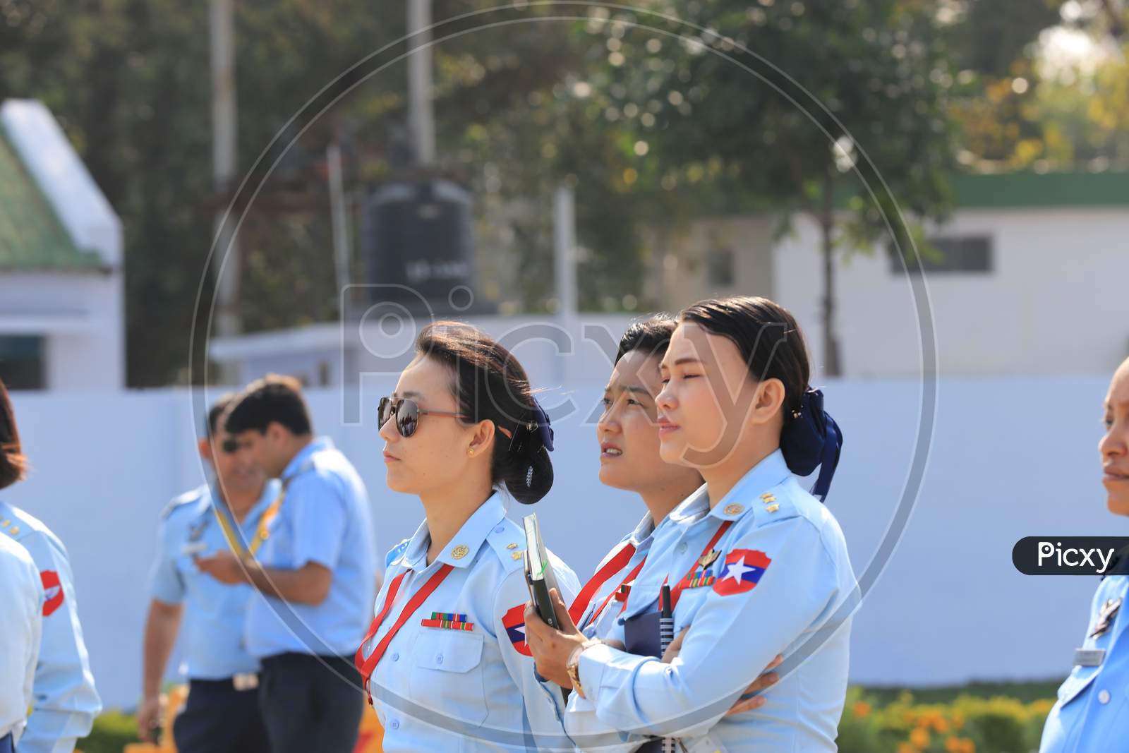 Indian Air Force Woman Officers At an Air Base