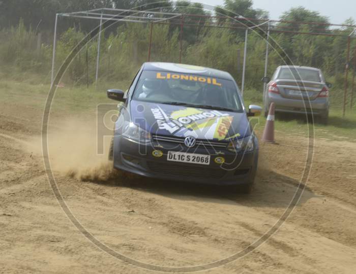 Volkswagen Car drifting during rally race