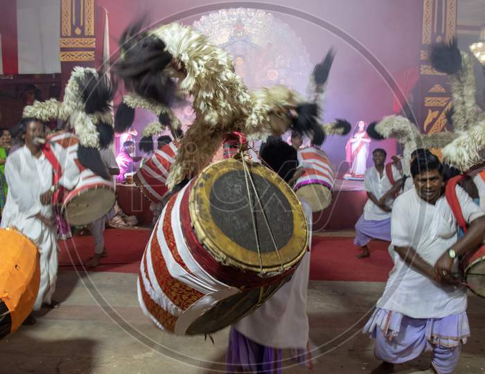 Dholak during Durga Puja