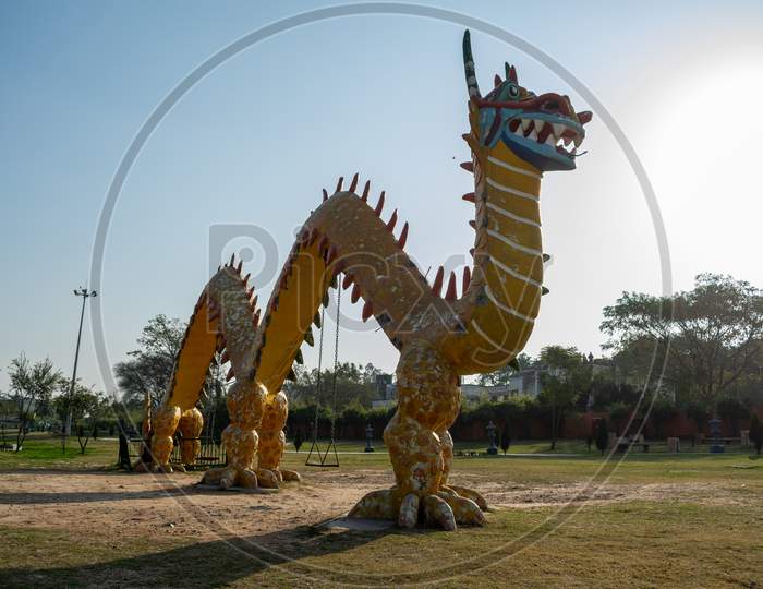 Dragon sculpture at Japanese Garden chandigarh