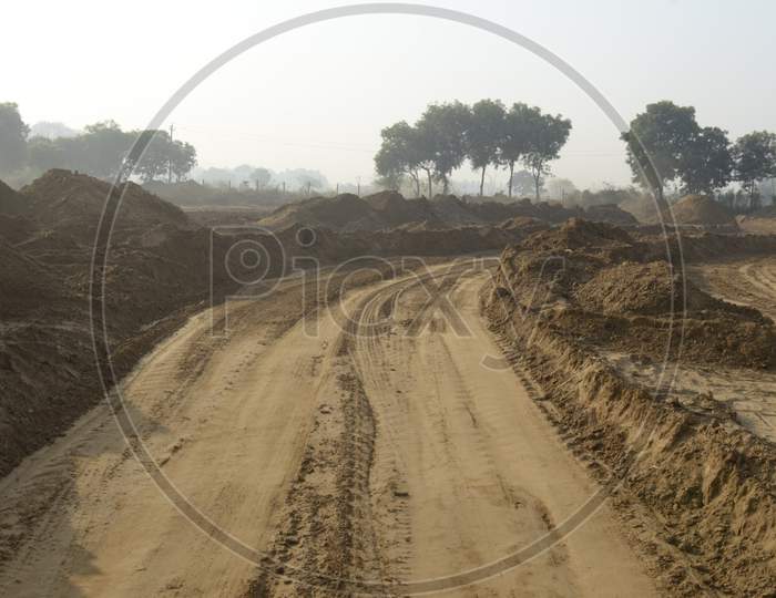 A Dirt road during rally race