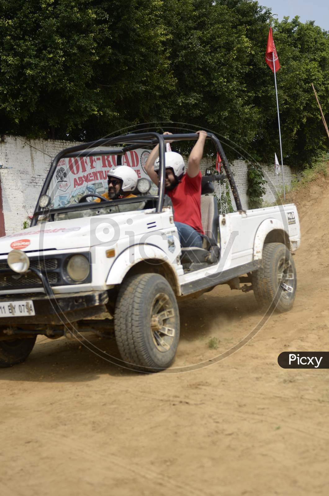 Off-Road Vehicle  in an Rally Championship  With Drifting And Sand and Soil  Splashes on Rally Tracks