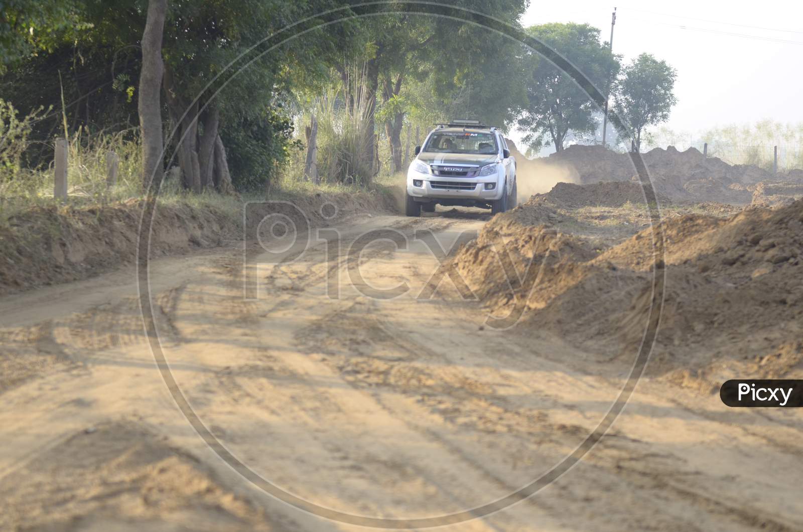 A Dirt road during the rally race