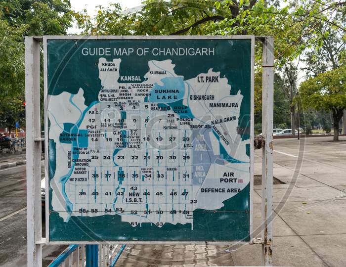 map of chandigarh displayed on a board