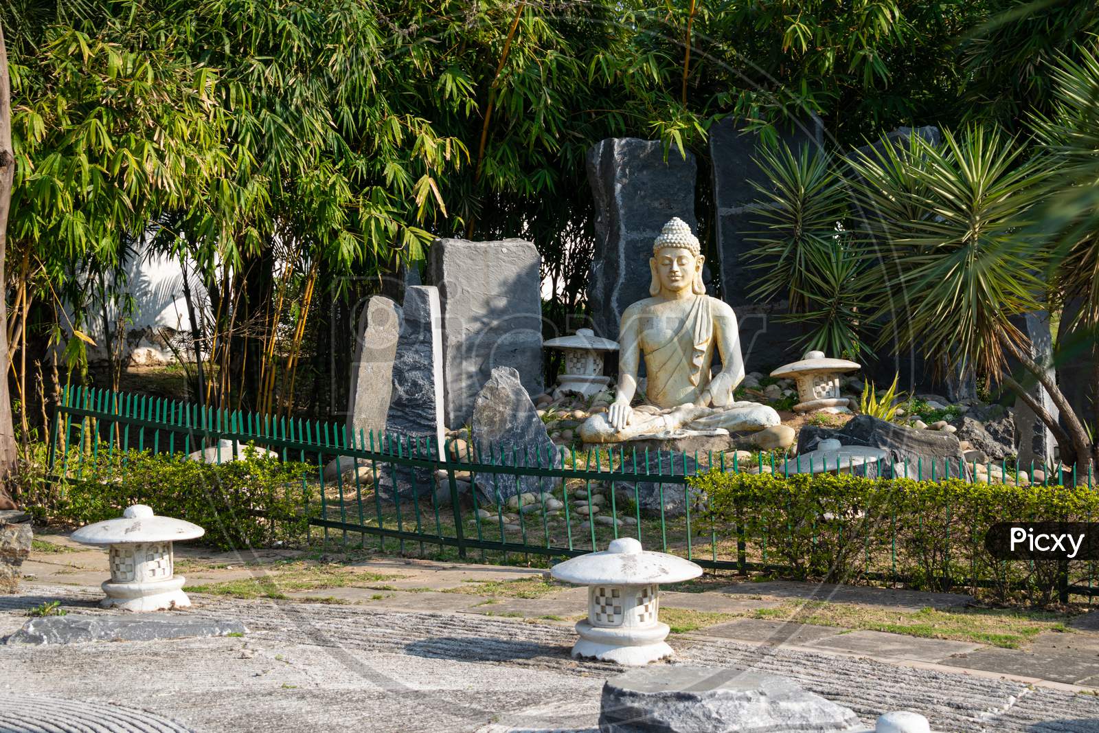 Buddha statue at Japanese Garden chandigarh