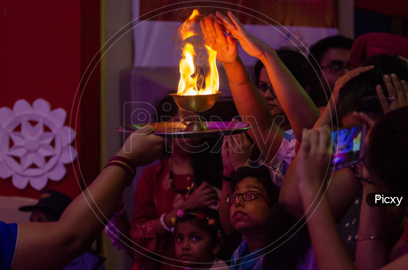 Indian Hindu Devotees during worship