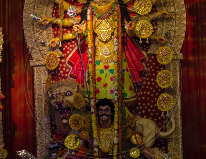 Indian Hindu Goddess Statue with garlands