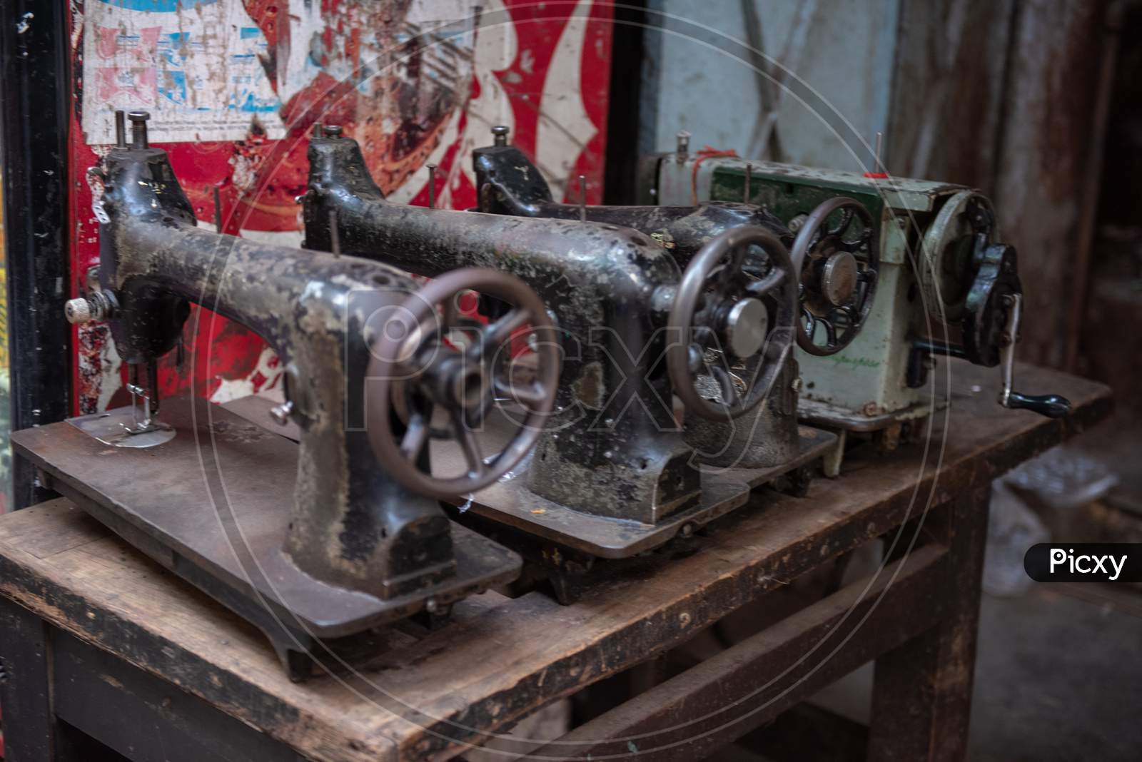 Ancient sewing machines