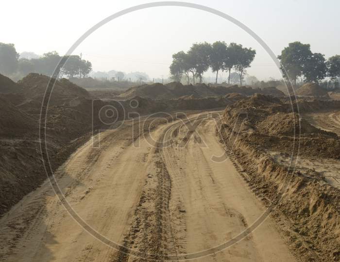 A Muddy road during rally race