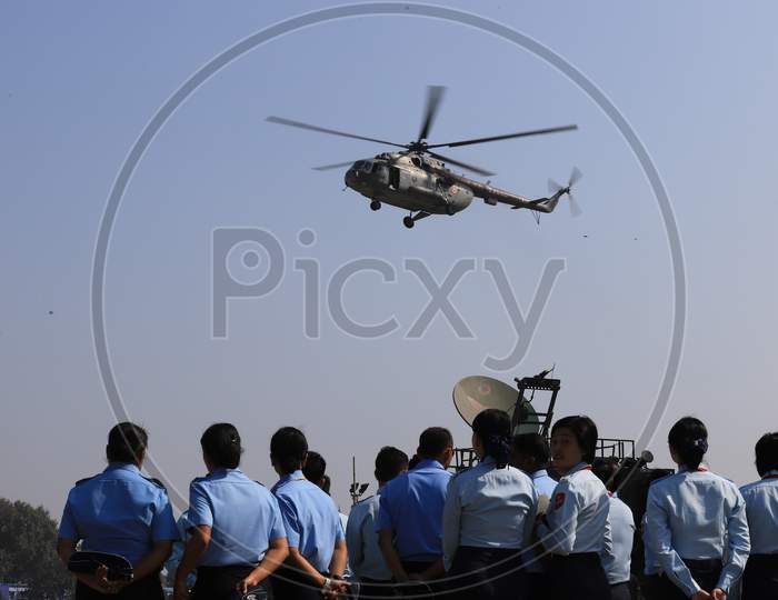 Indian Air Force Officers At an Air Base During Demonstration Of New Helicopters , Assam